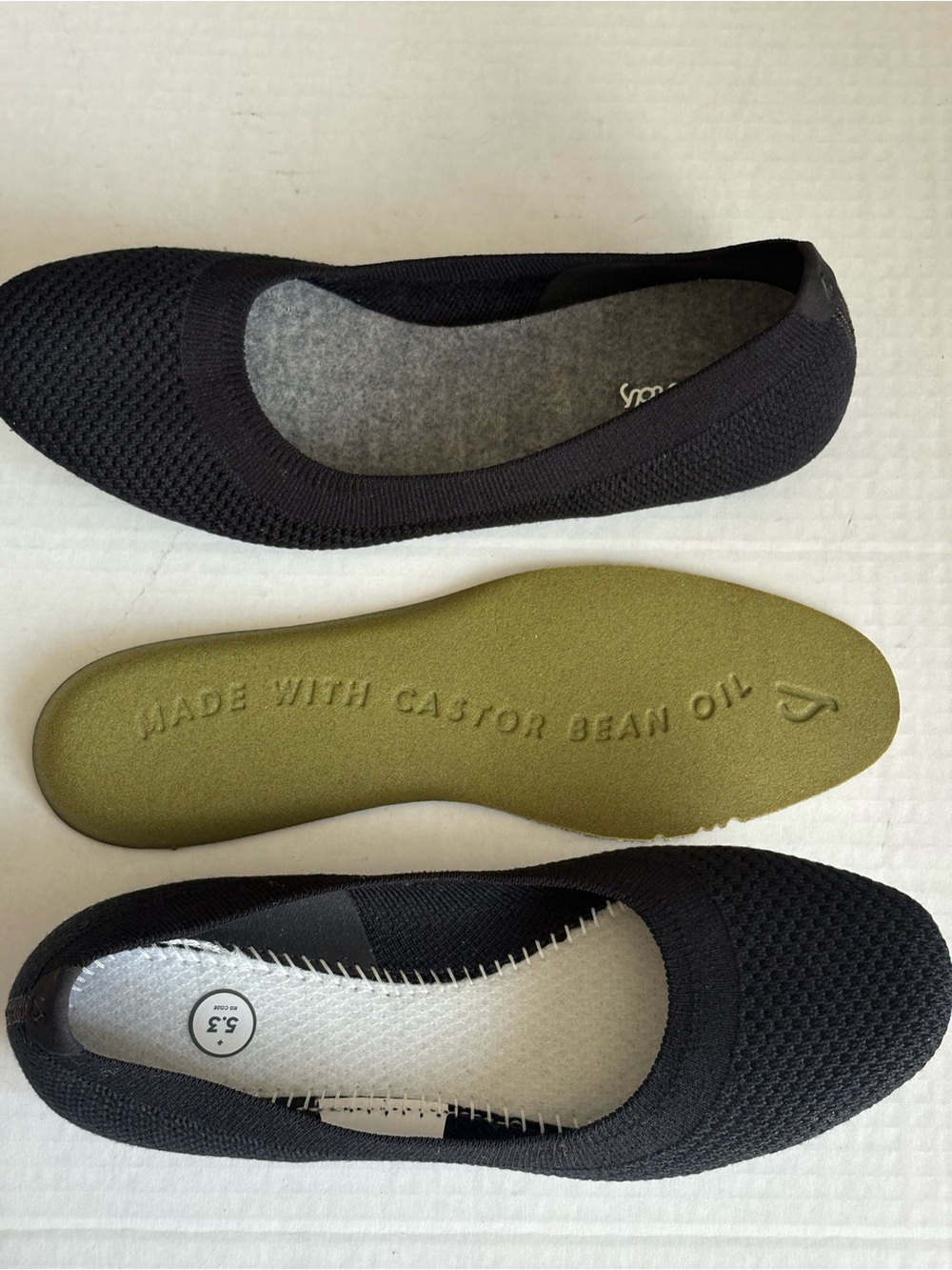 allbirds Black Mesh Knit Ballet Flats - Women's Slip-On Ballet Shoes Sz 7.5 - Picture 7 of 10